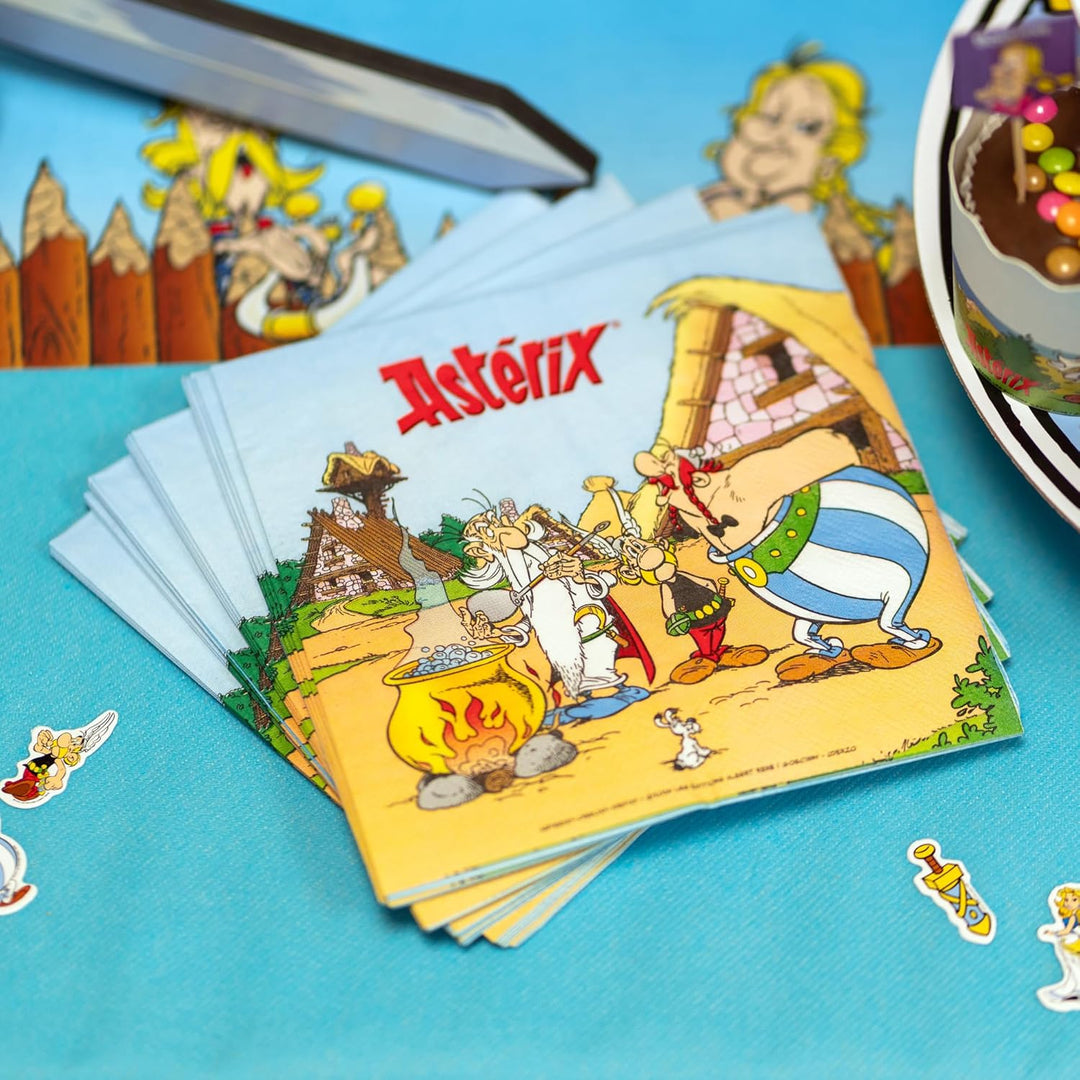 Chaks - offizielles Asterix Partyset Kinder, Teller, Servietten, Luftballons, Einladungen & Girlande