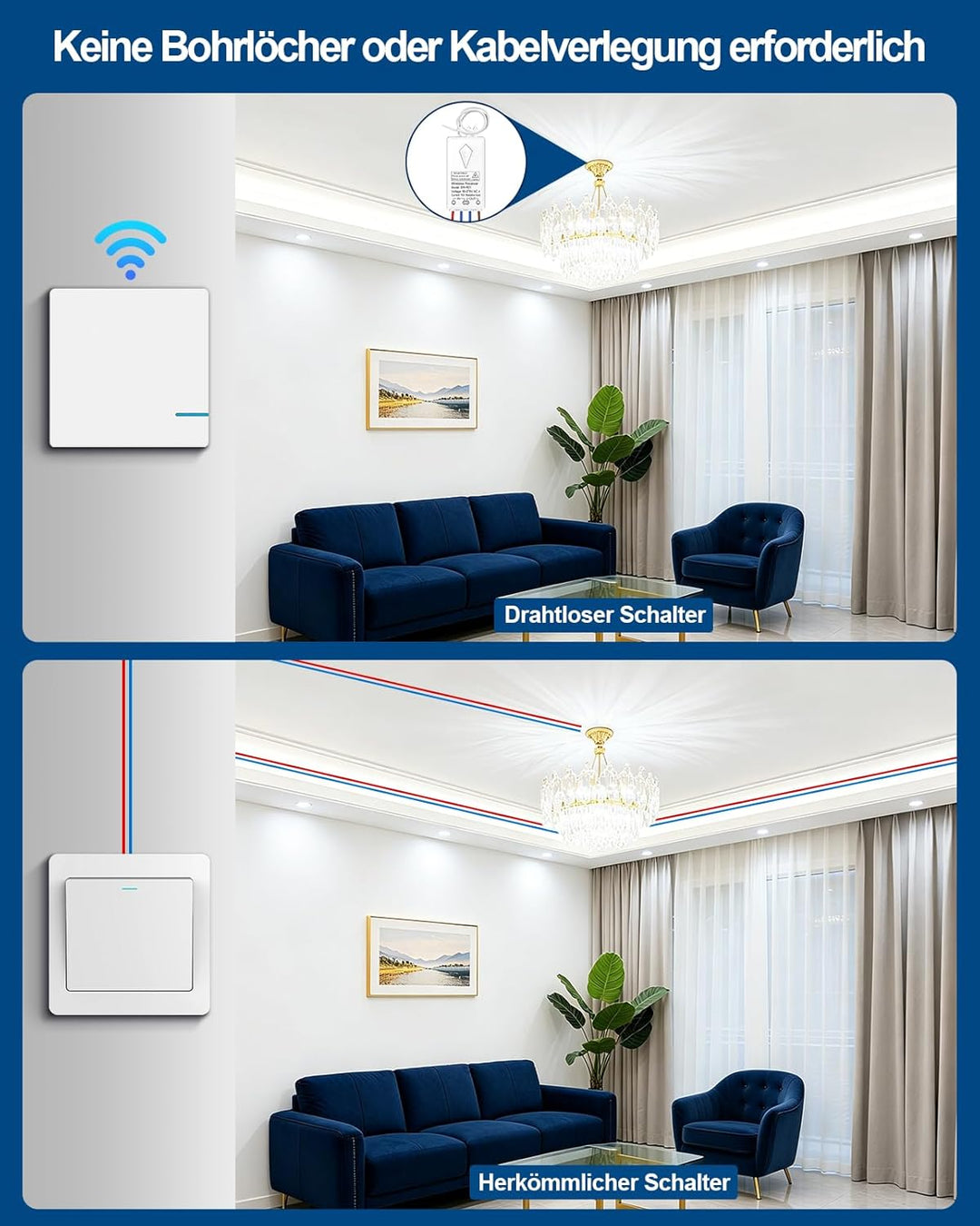 230V Funkschalter - Thinkbee 1000 Watt Ein Aus Funk Lichtschalter Set Für Licht, 80~275V Wireless Sw