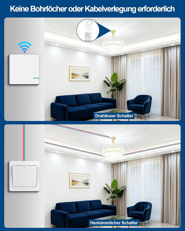 230V Funkschalter - Thinkbee 1000 Watt Ein Aus Funk Lichtschalter Set Für Licht, 80~275V Wireless Sw