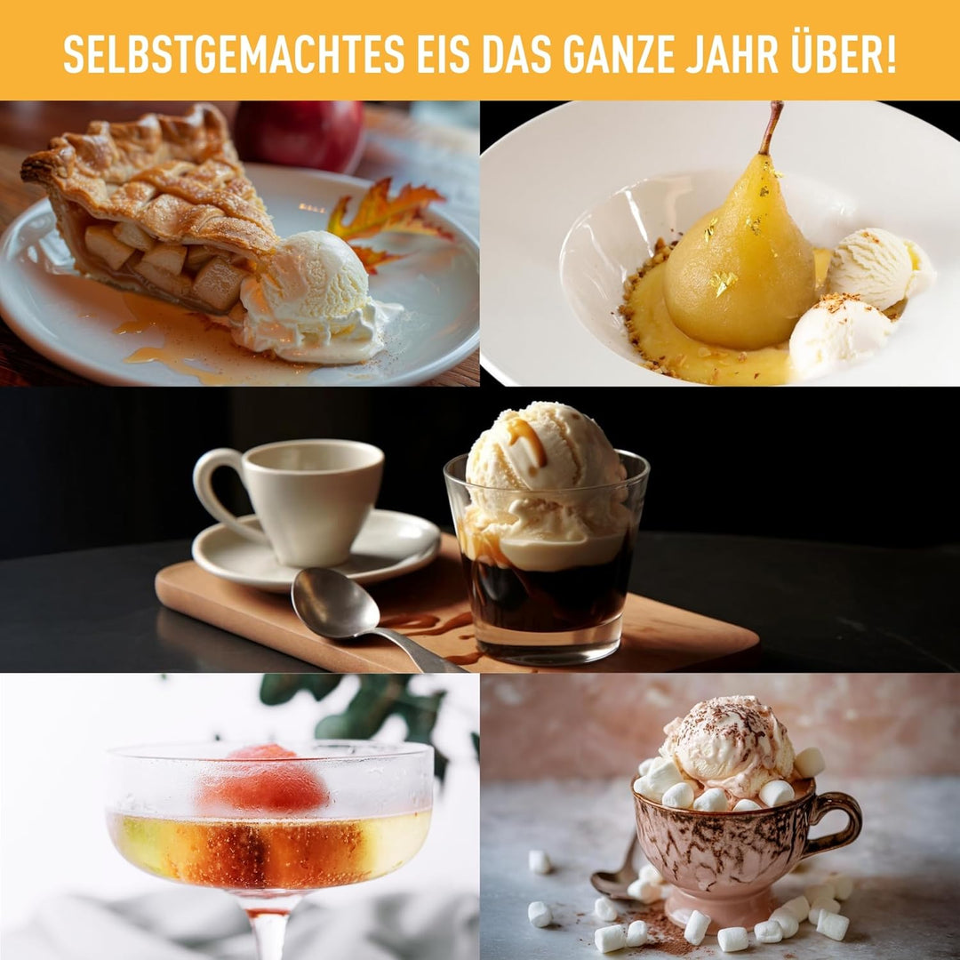 BROWIN® Eismaschine für Eiscreme, Sorbets & gefrorenen Joghurt, 1,5L Kapazität, LED-Display, einfach
