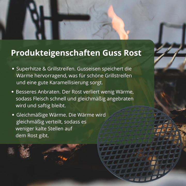 HeRo24 Guss Grillrost Ø 44,5cm emailliert massiv Inclusive 2 Griffe ! auch z.B für Weber 45,46,47cm