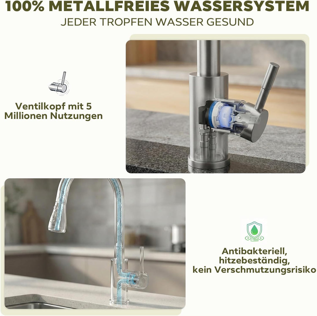 Küchenarmatur mit 3 Modi, Ausziehbare Spülbrause, 360° Schwenkbar, Edelstahl Hochdruck-Wasserhahn mi