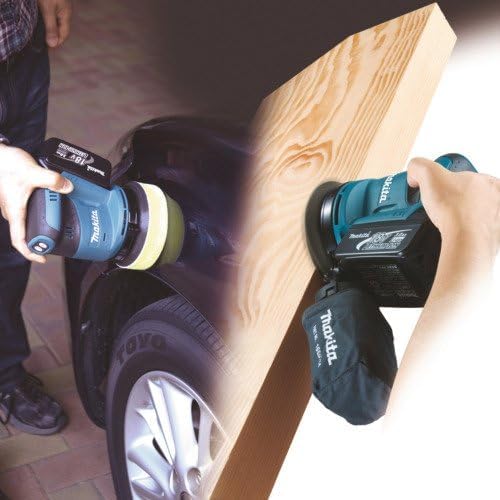 Makita DBO180Z Akku-Exzenterschleifer 18 V (ohne Akku, ohne Ladegerät), Blau, Silber, 125 mm