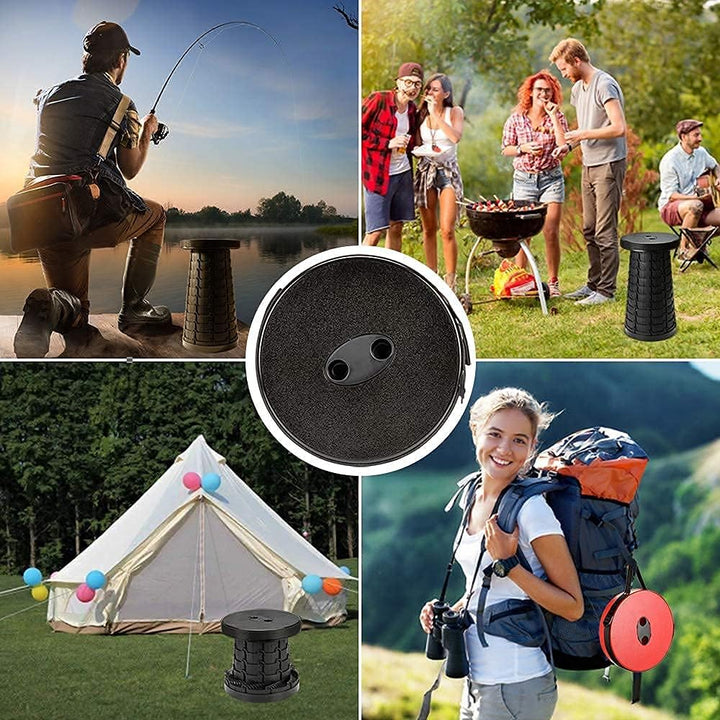 Tragbare Klapphocker 2er Set, Camping-Hocker, 2021 modernisiert, höhenverstellbare tragbar Teleskop-