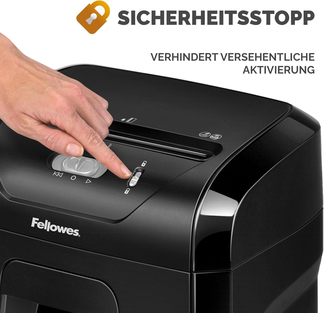 Fellowes FS-15C Aktenvernichter, Kreuzschnitt, 15 Blatt, P4, 19L Auszugsbehälter, Hochsicherheit, Pa
