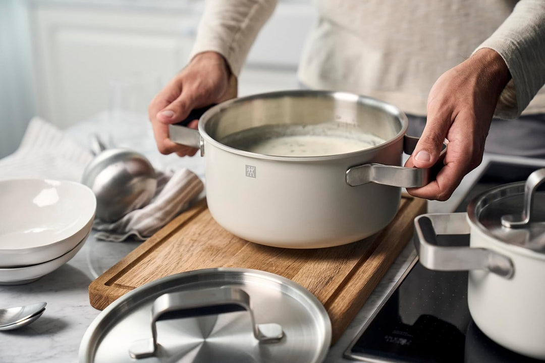 ZWILLING PURE Kochtopfset, 5-tlg, 18/10 Edelstahl, Keramik-Aussenbeschichtung, Stay-Cool-Griffe, Spü