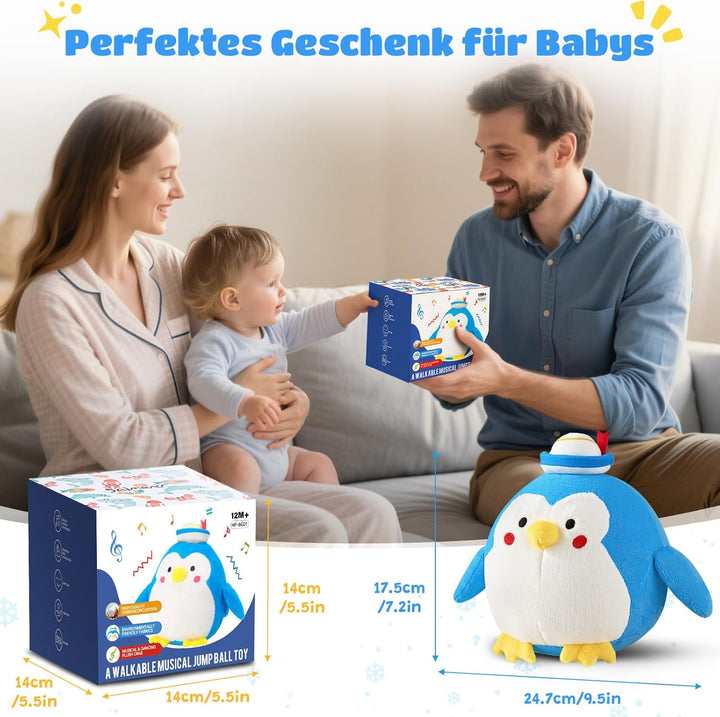 SAIMAND Baby Spielzeug 6 7 8 9 10 12 Monate-Plüschpinguin, Krabbelspielzeug Tummy Time Toy mit Musik