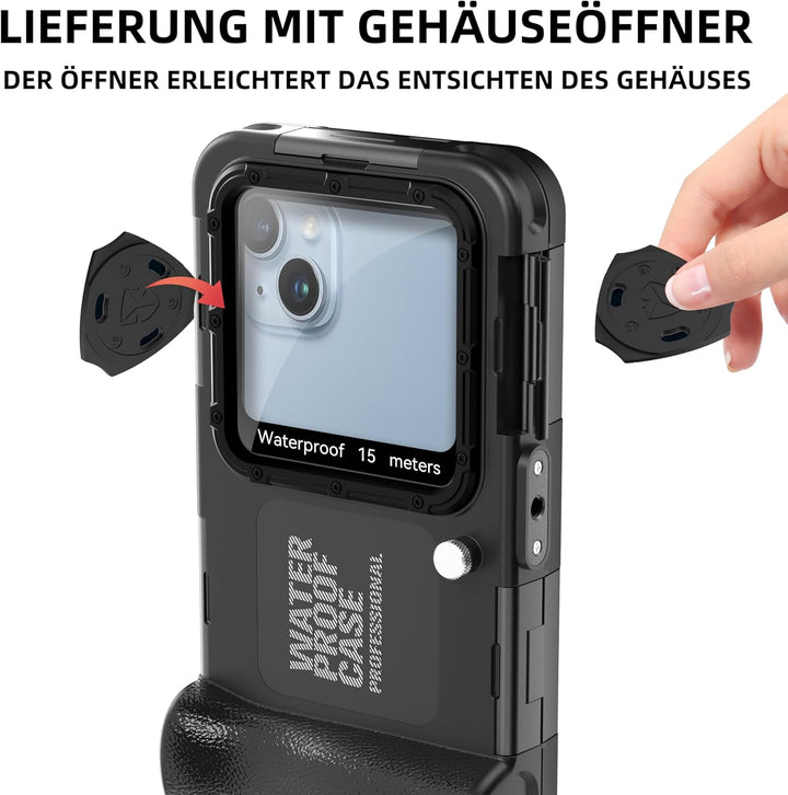 Ezanmull Unterwasser-Tauchgehäuse für iPhone 17/16/15/14/13/12/11 Pro Max/XR/XS/X & mehr, Profession