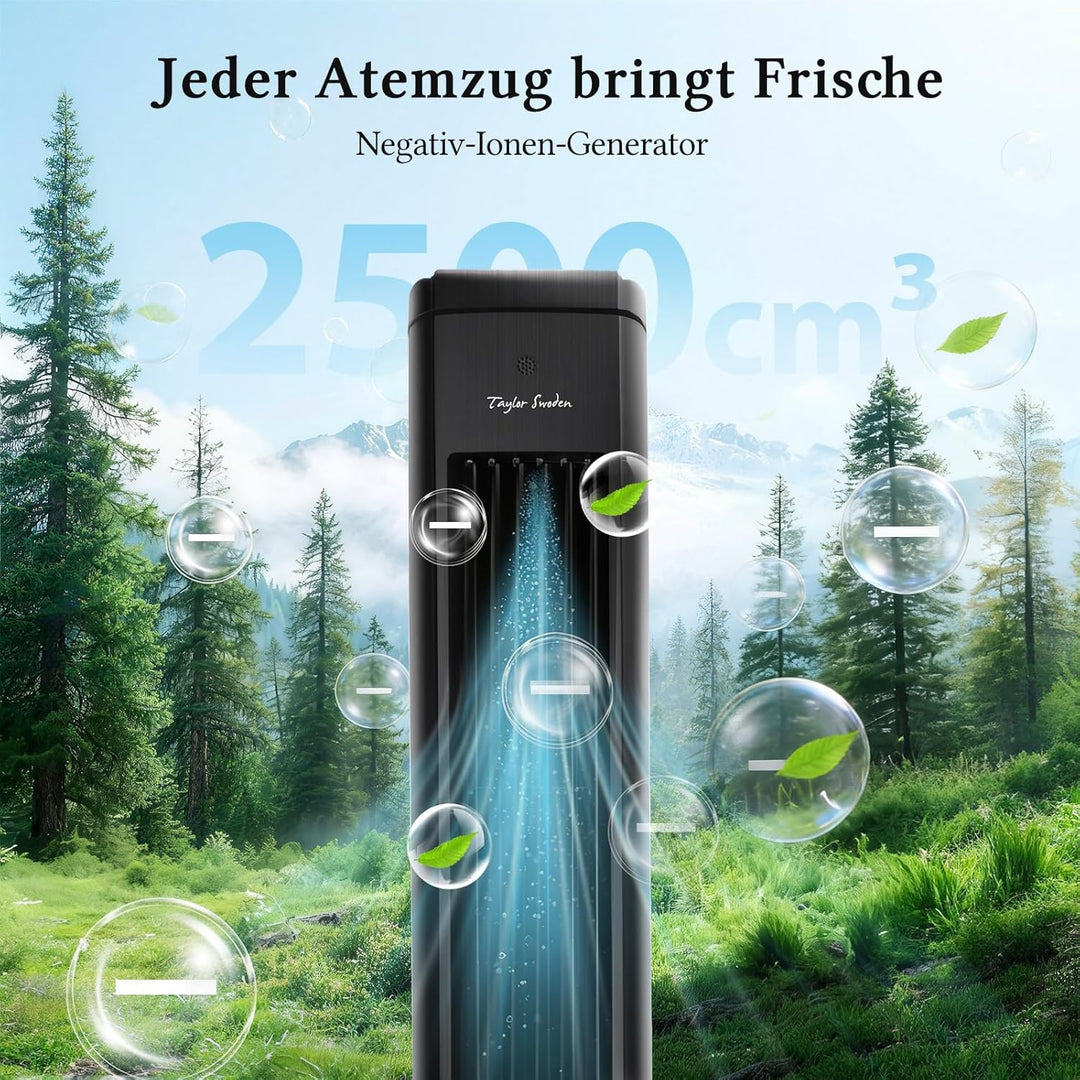 Taylor Swoden Turmventilator mit Wasserkühlung leise, 5-in-1 Luftkühler mit ION-Technologie & Aromad