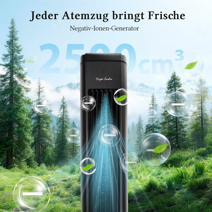 Taylor Swoden Turmventilator mit Wasserkühlung leise, 5-in-1 Luftkühler mit ION-Technologie & Aromad