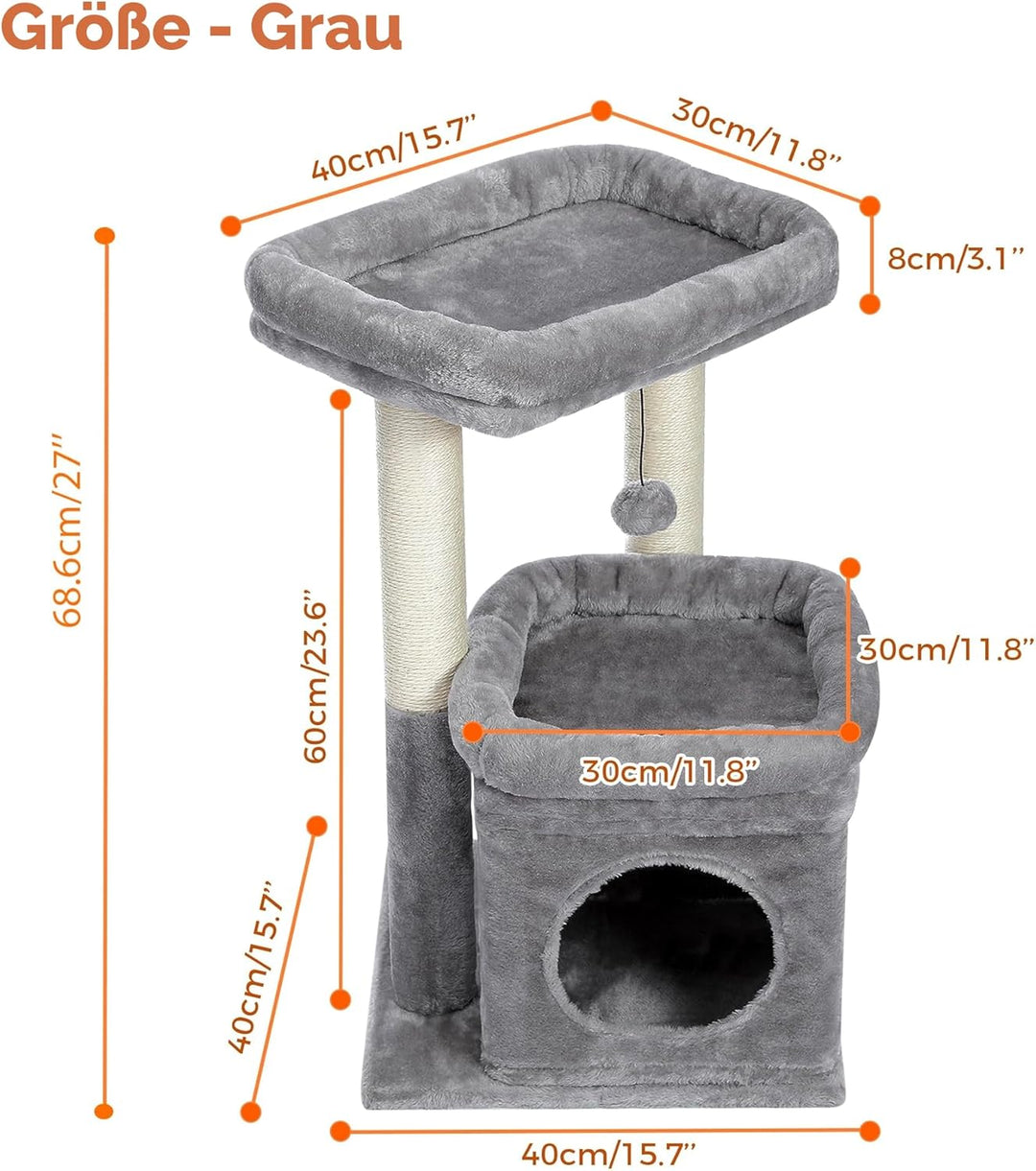 PAWZ Road Kleiner Katzenbaum, mehrstöckiger Katzenturm mit Sisal-überzogenem Kratzbaum, gemütlicher