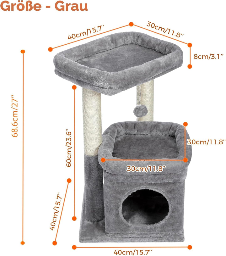PAWZ Road Kleiner Katzenbaum, mehrstöckiger Katzenturm mit Sisal-überzogenem Kratzbaum, gemütlicher