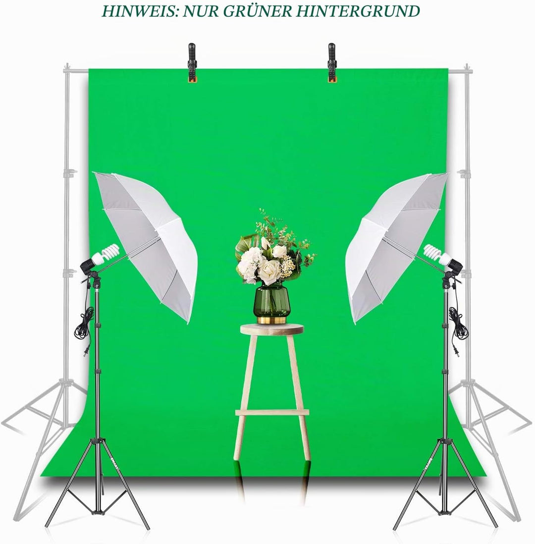 EMART 1,5x2m Greenscreen Grüner Hintergrund Polyester Grüne Chromakey Green Screen Faltbar mit 2 Fed
