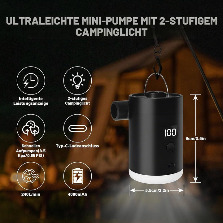 Elektrische Luftpumpe Pumpe Akku: Minipumpe Wiederaufladbare Batterie leicht und ultraschnell aufbla