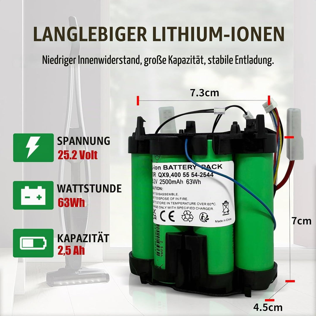 25.2V Akku für AEG QX9 &amp; Electrolux Pure Q9 Serie Staubsauger: QX 9 1 50 IB,QX 9 1 Anim,PQ91-50MB, P