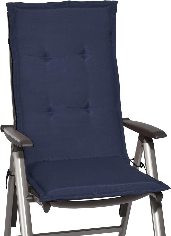 Beautissu 2er Set Gartenstuhlauflage 120x50x6 cm Loft HL Dunkelblau – Hochlehner Polster Auflage, Si