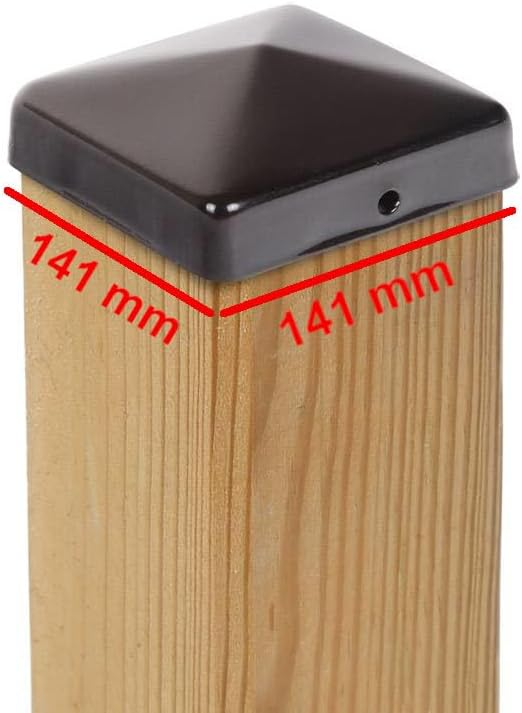 2 x PFOSTENKAPPE PYRAMIDE STAHL SCHWARZ PULVERBESCHICHTET 141 x 141 MM, 2
