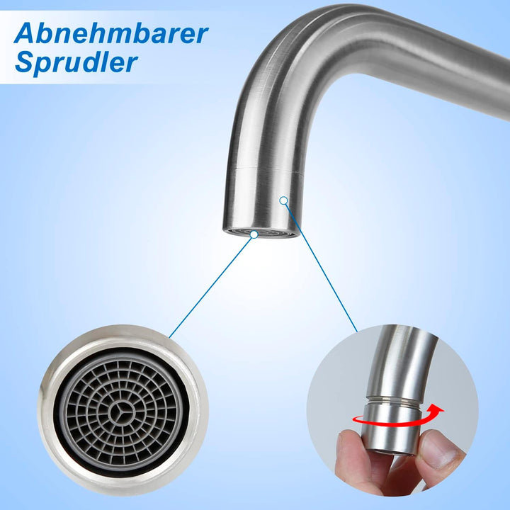 Mursche Wasserhahn Bad Waschtischarmatur Waschbecken - Armatur Edelstahl Gebürstet Mischbatterie War