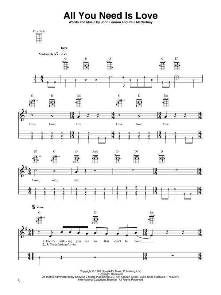 The Beatles: For Baritone Ukulele: Songbook für Ukulele. 20 Classic Songs, Taschenbuch