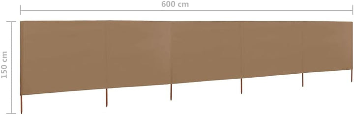 Homgoday 5 Paneele Windschutz Stoff 600x120cm Taupe Camping Windschutz Blocker Windblocker Garten St