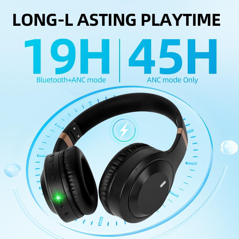 AXFEE ANC kabellose kopfhörer, Over Ear kopfhörer, kabellos Bluetooth mit Active Noise Cancelling 45
