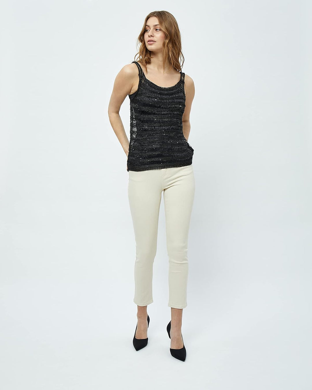 Desires Damen Besser Shimmer schimmerndes Tanktop S 9000 Black, S 9000 Black