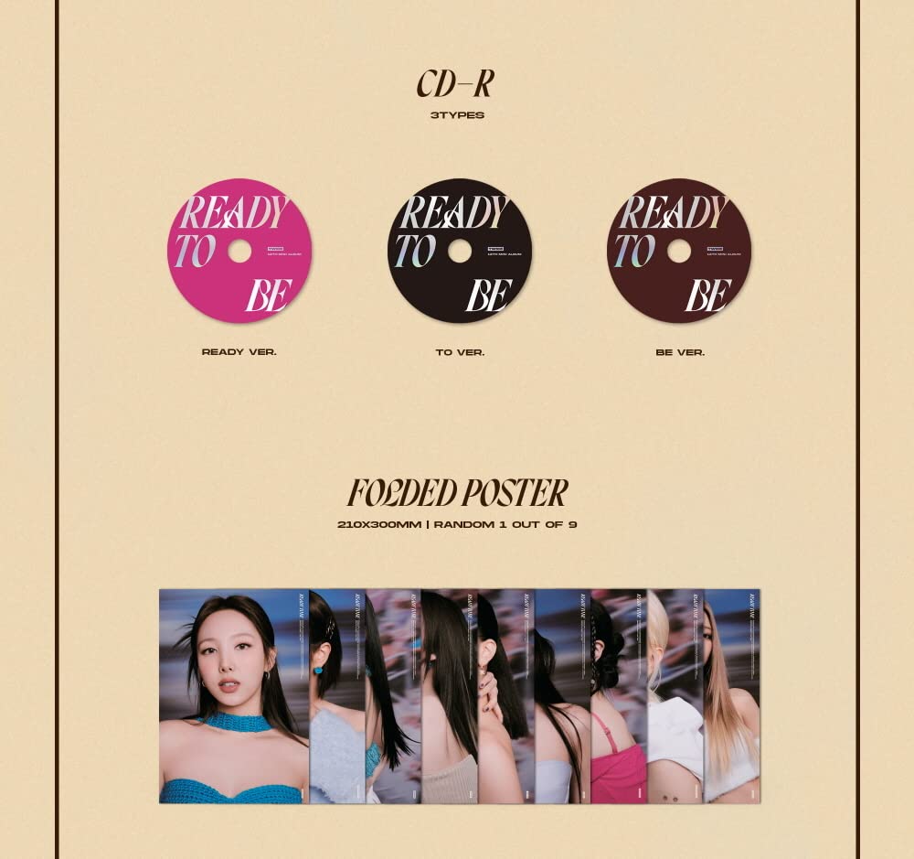 TWICE - READY TO BE (12th Mini Album) CD+Pre-Order Benefit+Folded Poster (READY+TO+BE ver. SET), Rea