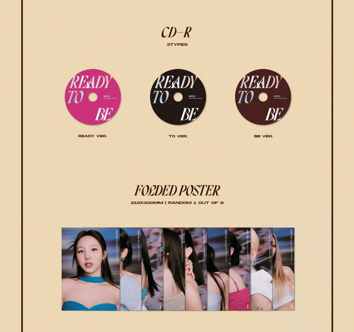 TWICE - READY TO BE (12th Mini Album) CD+Pre-Order Benefit+Folded Poster (READY+TO+BE ver. SET), Rea