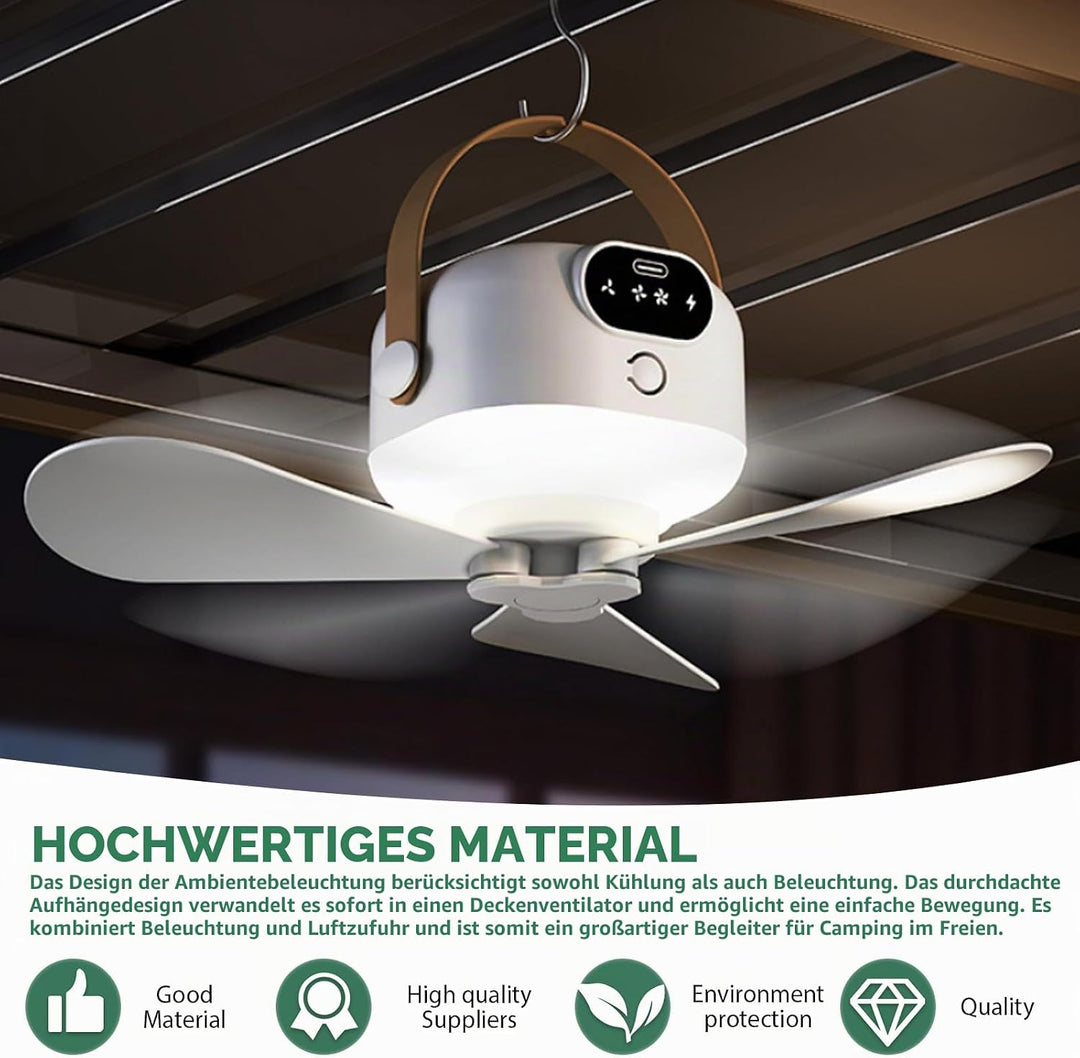Campingventilator Tragbarer: Camping Ventilator mit Licht, Camping Licht LED Campinglampe, Wiederauf