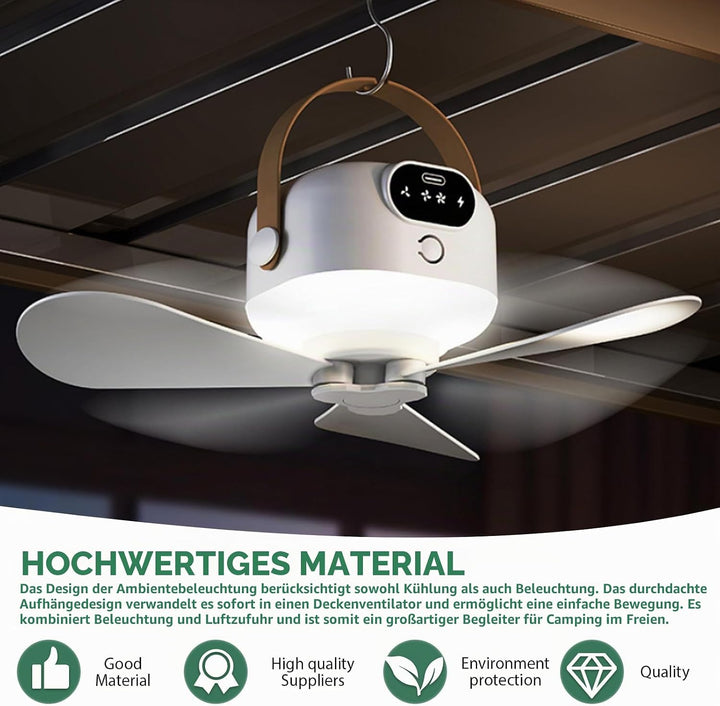 Campingventilator Tragbarer: Camping Ventilator mit Licht, Camping Licht LED Campinglampe, Wiederauf