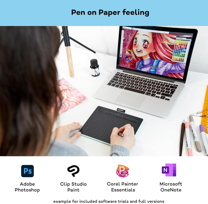 Wacom Intuos S (FR, ES, IT, NL) Bluetooth® Grafiktablett Schwarz, Pistazie Grün,Schwarz S Tablet mit
