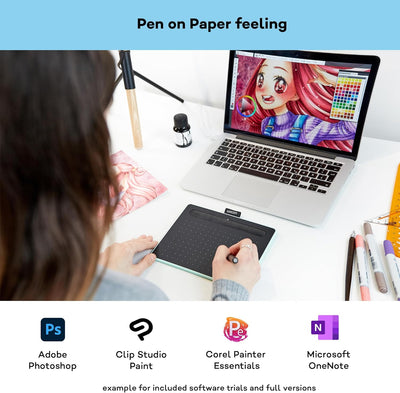 Wacom Intuos S pistazie Stift-Tablett-Mobiles Zeichentablett (zum Malen & Fotobearbeitung mit drucke