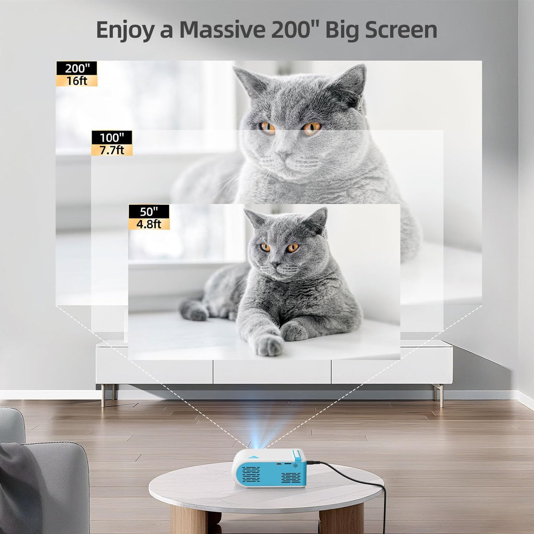 Nasin Mini Beamer Unterstützt 1080P, 4K Projektor Tragbarer mit WiFi 6 und Bluetooth5.4, Beamer Klei