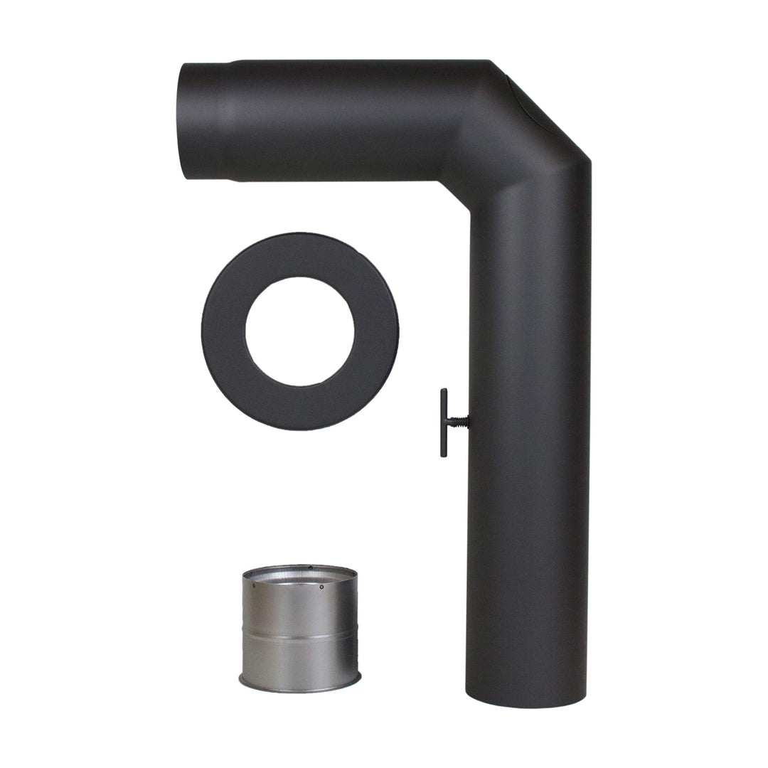 LANZZAS Ofenrohr-Set 2x abgewinkelt, im Durchmesser DN 130 mm, Farbe: schwarz - weitere Rohre aus un