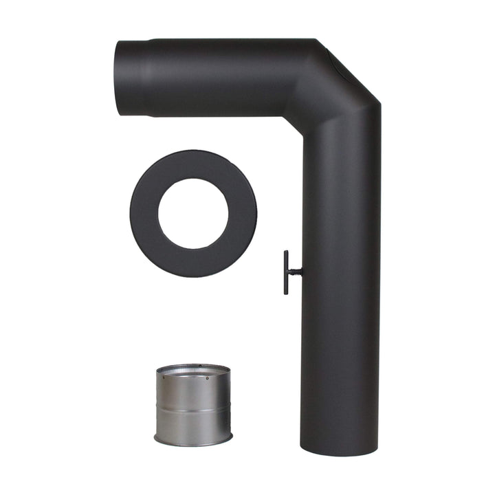 LANZZAS Ofenrohr-Set 2x abgewinkelt, im Durchmesser DN 130 mm, Farbe: schwarz - weitere Rohre aus un
