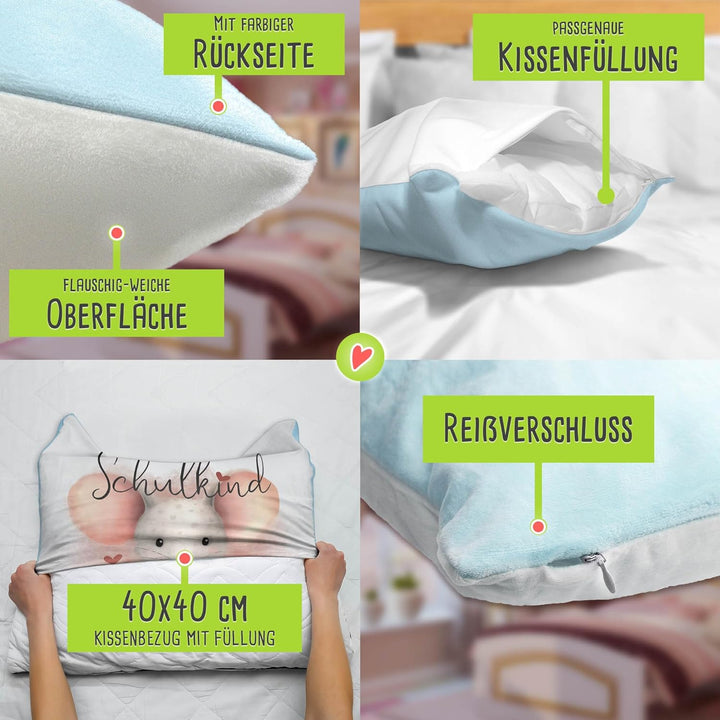 Einschulung Geschenke-Set - Schulkind mit Name und Jahr personalisiert - Maus, personalisierte Gesch