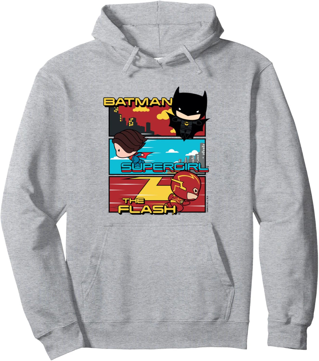 The Flash Movie Batman Supergirl Chibi Trio Pullover Hoodie
