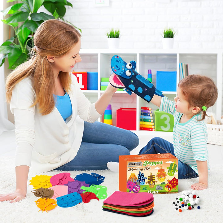 WATINC 6pcs Felt Handpuppe DIY Art Craft Set, Kunsthandwerk gefühlt Socke Puppet Spielzeug, kreative