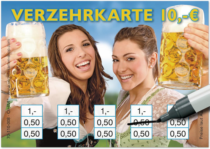 250 Verzehrkarten DIN A7, Gesamtwert 10 Euro, praktische Alternative zu Wertmarken, für Vereine, Gas