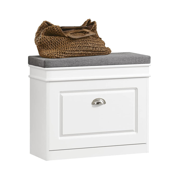 SoBuy Schuhbank mit Sitzkissen und Stauraum Schuhschrank mit Klappe, Schuhregal schmal platzsparende