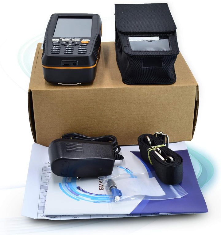SUWOLF 1310/1550nm 22/20dB Tragbares 4in1 OTDR +VFL+OPM+OLS 4” Touchscreen 60Km OTDR LWL Tester/Opti