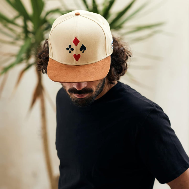 Cadency® Snapback Cap Poker, Damen und Herren, Beige, Unisex, Grössenverstellbar