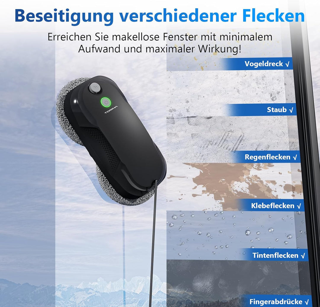 Tosima fensterputzroboter mit bidirektionalem zerstäubungs-wasserstrahl und 85ml-wassertank fensterr