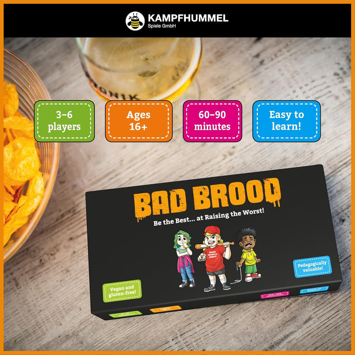 KAMPFHUMMEL Bad Brood – Raise Your Child as Bad as Possible, Sarcastic Card Game for People with Dar