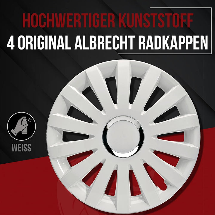 Albrecht 17 Zoll Radkappen weiss für Stahlfelgen - Sail Radzierblenden aus hochwertigem Kunststoff -