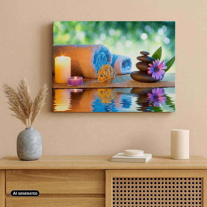 Bilder auf Leinwand Natur Entspannung Spa Kerzen Leinwandbild 70x50cm Wandbilder Dekoration Wohnzimm