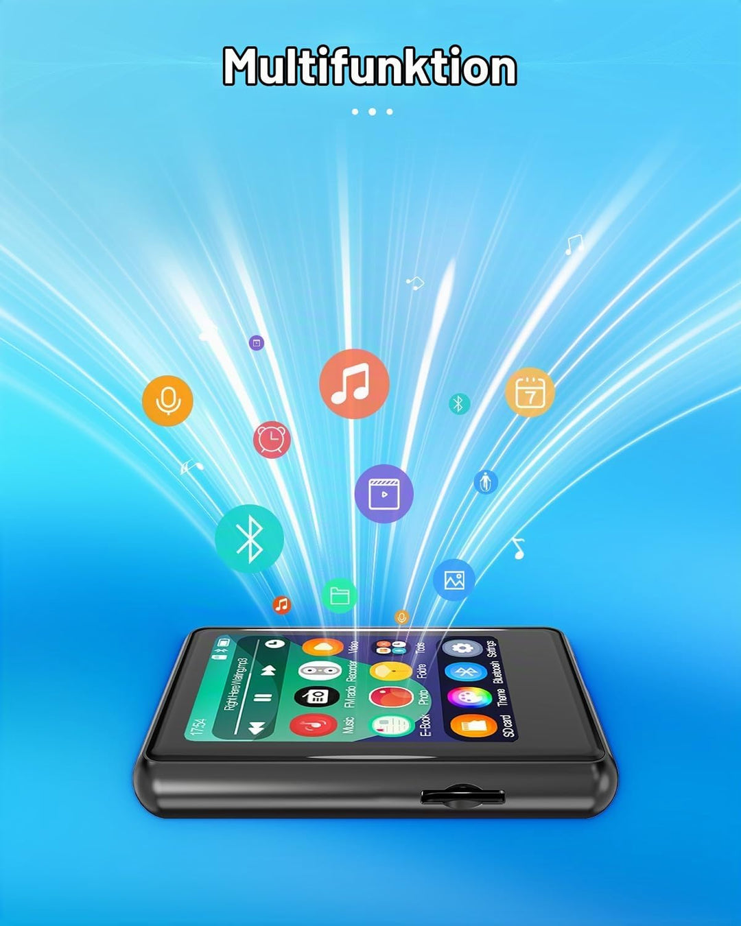 MP3-Player mit Bluetooth 5.3, 16 GB, Full Touchscreen, für Kinder, tragbares Musikgerät mit Lautspre
