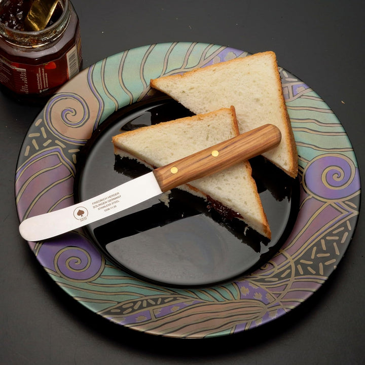 Solingen Messer, 2er Set Olive Holzgriff, Premium Buckelmesser, Klinge rostfrei 11cm - Küchenmesser,