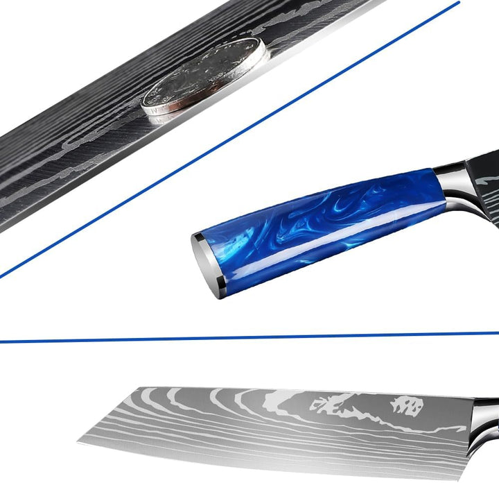 MDHAND 19 Schneidemesser, Küchenmesser, Scharfe Kochmesser aus Edelstahl mit Bequemen Griff, Kochmes