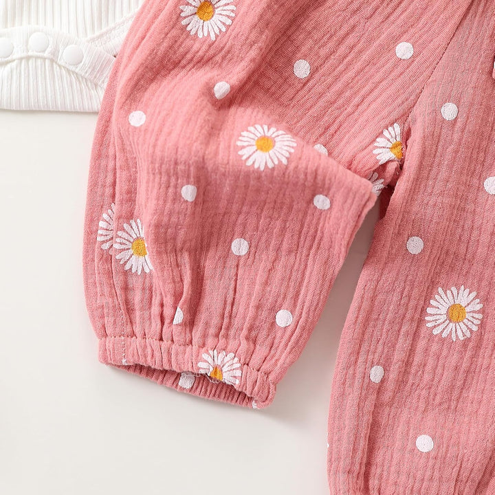 3tlg Baby Mädchen Kleidung Langarm Tops + Gänseblümchen Hose + Stirnband Neugeborene Outfit Set Hübs